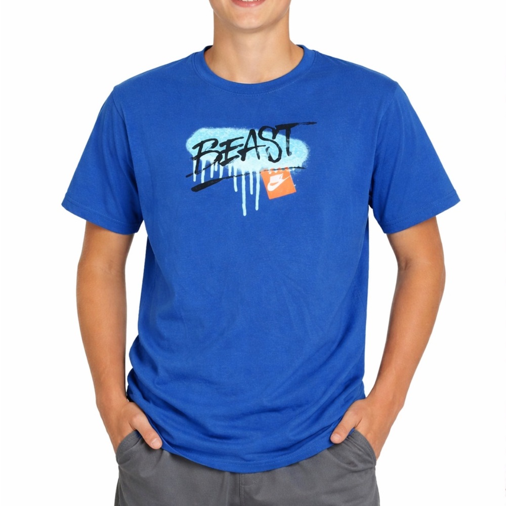 Nike Beast boy’s blue graphic print cotton short sleeve tee size XL